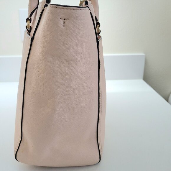 Tory Burch Robinson Double Zip Tote Pale Apricot Royal Navy - Picture 4 of 10